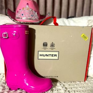 Kids HUNTER rain boots GLOSSY “LIPSTICK“ Pink